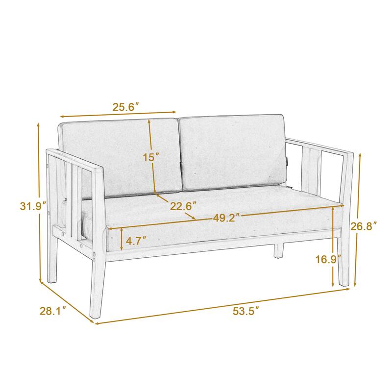 Outdoor Teak Solid Wood Patio Furniture Set Loveseat Armchair Table Collection