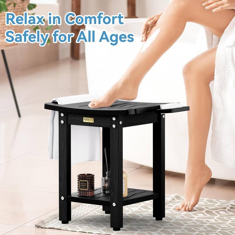 HIPS Shower Bench, 2 Tier Bathroom Chair Seat with Non-Slip Feet