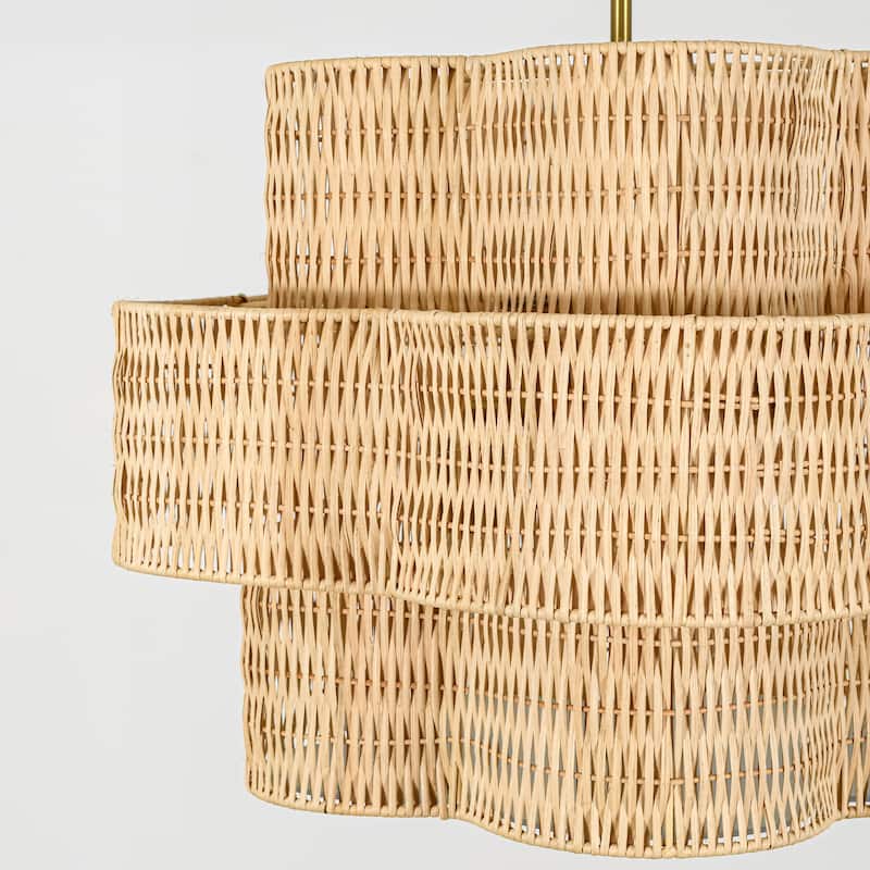 Rennnsan 24 in. 6-Light Brass Farmhouse Tiered Chandelier with Flower Shape - 24.0 in. W x 16.3 in. H