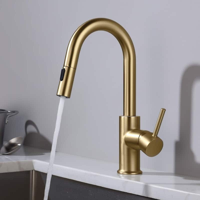 Single-Hole Pull-Down Kitchen Faucet with Sprayer and Magnetic Docking