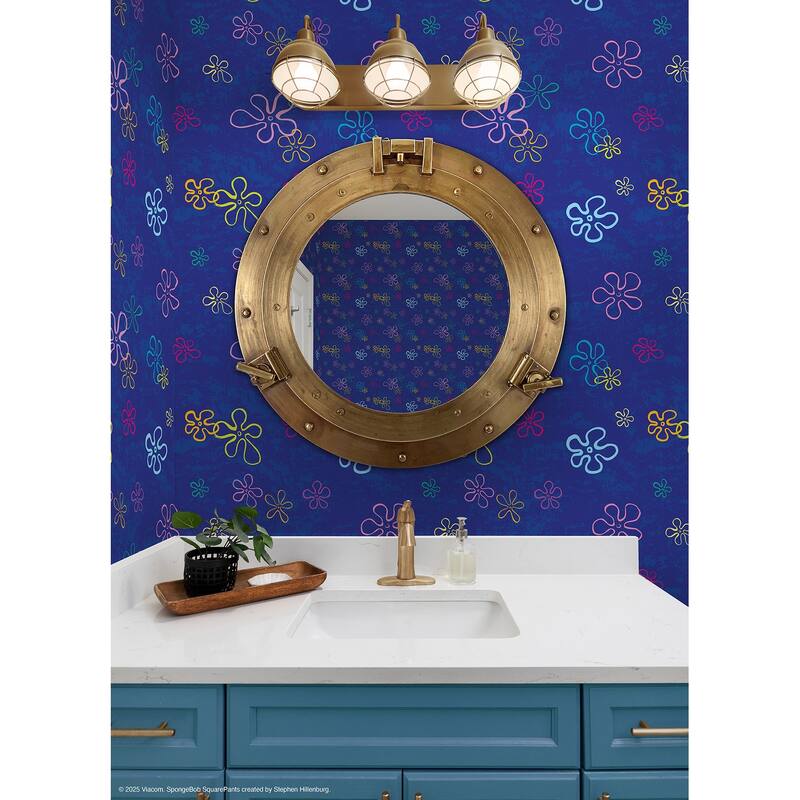 RoomMates SpongeBob SquarePants Floral Blue Peel and Stick Wallpaper - N/A