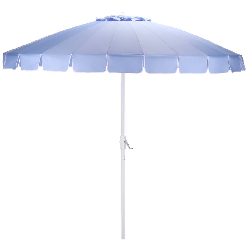 SAFAVIEH Outdoor Living Panza 9ft Crank Umbrella - Baby Blue/White