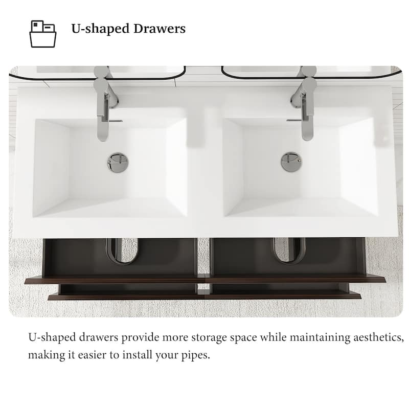 Angela 47 in.W x 19.5 in.D x 20.5 in.H Wall-Mounted Bath Vanity with White Cultured Marble Top