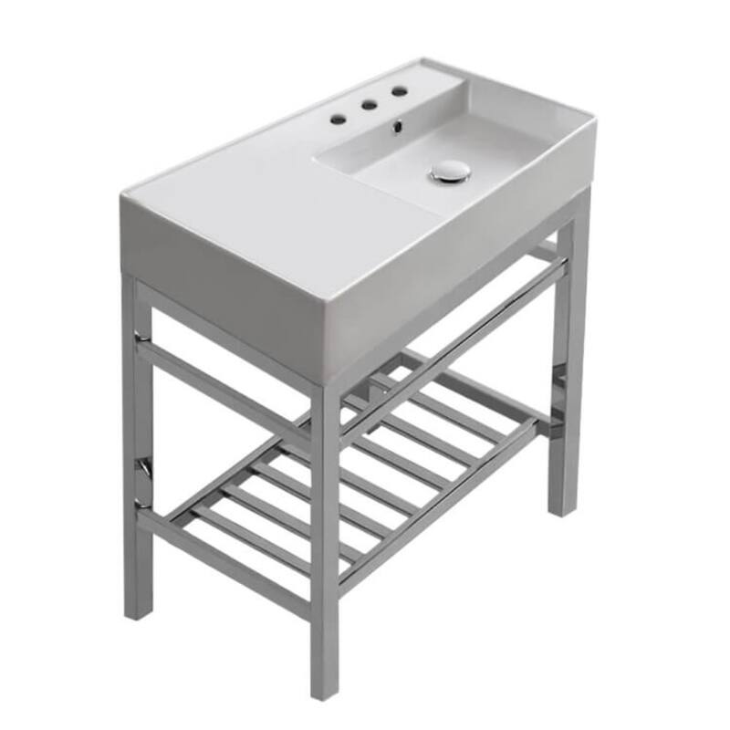 Nameeks Scarabeo 5118-CON2-Three Hole Teorema 2 31-7/8" Rectangular - White