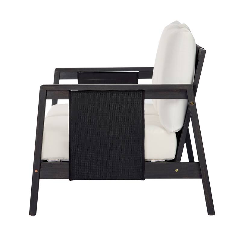 Christopher Knight Home - Arno Mid-Century Modern Outdoor Acacia Wood Sofa Seating Set with Cushions and Coffee Table