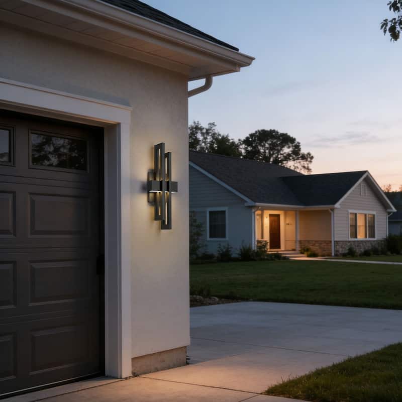 Modern Geometric Matte Black LED Flush Mount Wall Sconce Set of 2 or 1