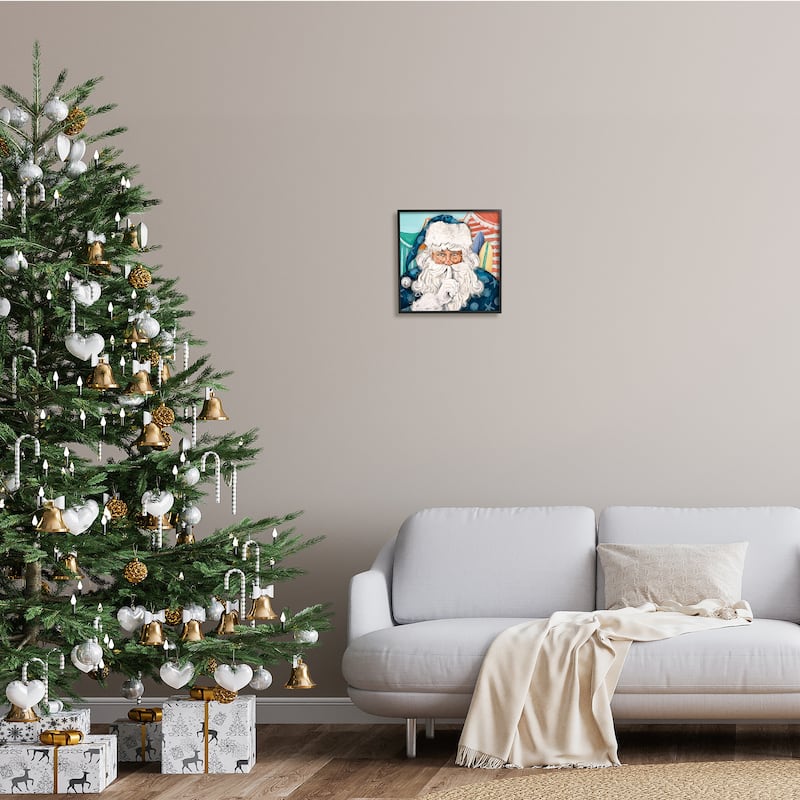 Stupell Nautical Santa Claus Quiet Hand Gesture Beach Tents Framed Wall Art