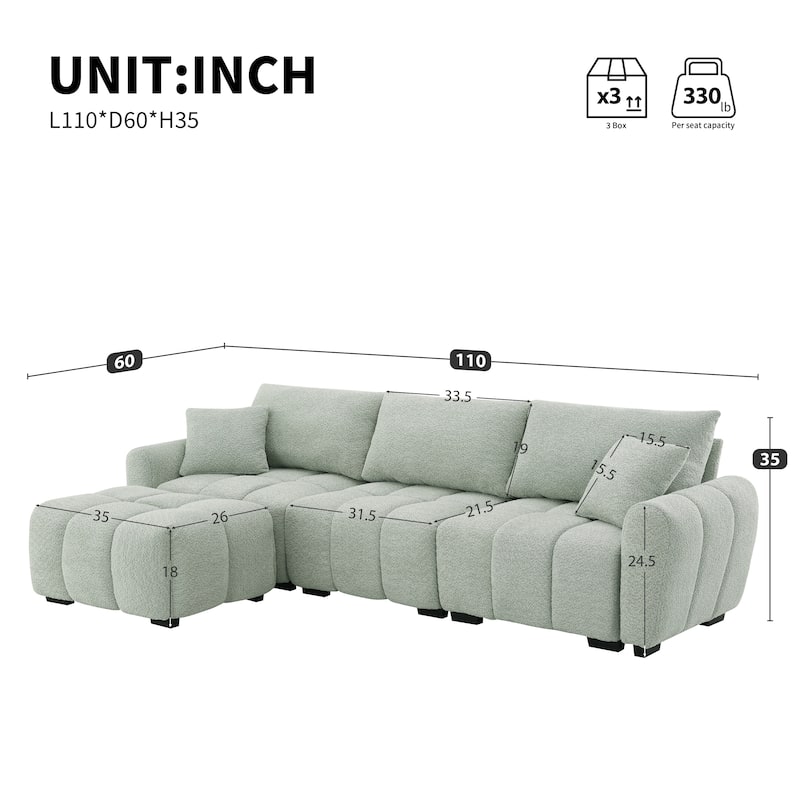 L-Shaped Modular Sofa with Extra-Large Seat by Harper&Bright Designs