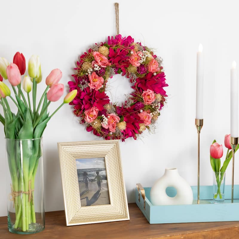 Mixed Floral and Berries Artificial Spring Wreath - 12.5"