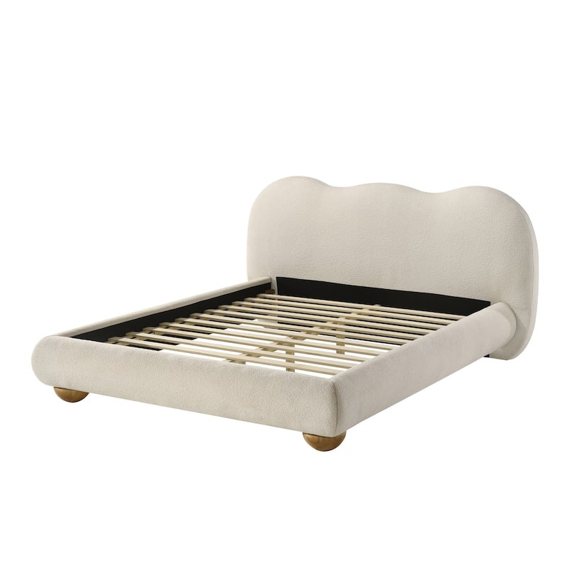 Furniture of America Nilo Modern Fabric Upholstered Platform Bed with Curved Headboard