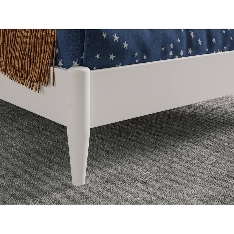 Rustic Ranch Twin Platform Bed - Solid Wood Low Profile Bed Frame in White