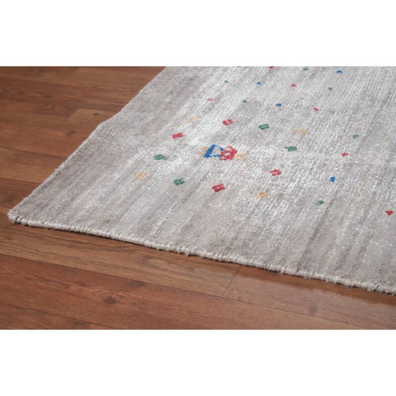 Hand Knotted Oriental 100% Wool Carpet Tribal Tribal Greys & Charcoal Gabbeh Area Rug - 12' 2'' X 9' 1''