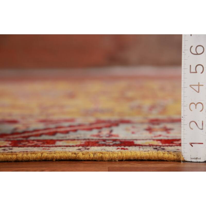 Hand Knotted Oriental 100% Wool Carpet Traditional Geometric Yellow & Gold Heriz (serapi) Area Rug - 11' 9'' X 9' 0''