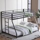 preview thumbnail 2 of 11, Black Durable Twin over Full Bunk Bed with Built-in Ladder and Guardrails