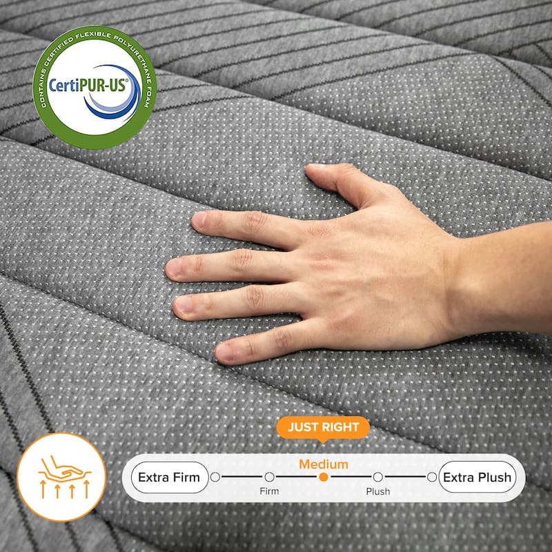 IFLUOUS 8/12 in. Medium Firm Gel-infused Memory Foam Hybrid Mattress Cooling and Breathable with CertiPUR-US, SGS and OEKO-TEX