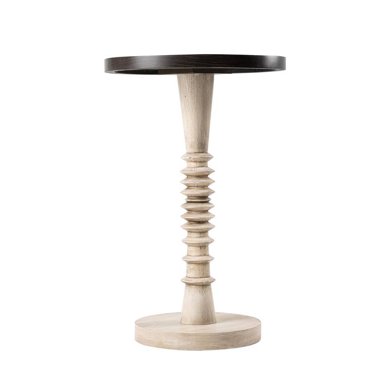 COZAYH Pedestal Small Drinking Table, Farmhouse Tray Top End Table, Distressed Finish, Traditional