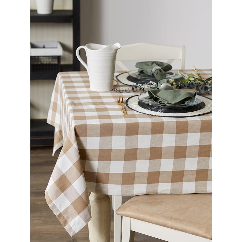 DII Stonewash Blue Buffalo Check Tablecloth