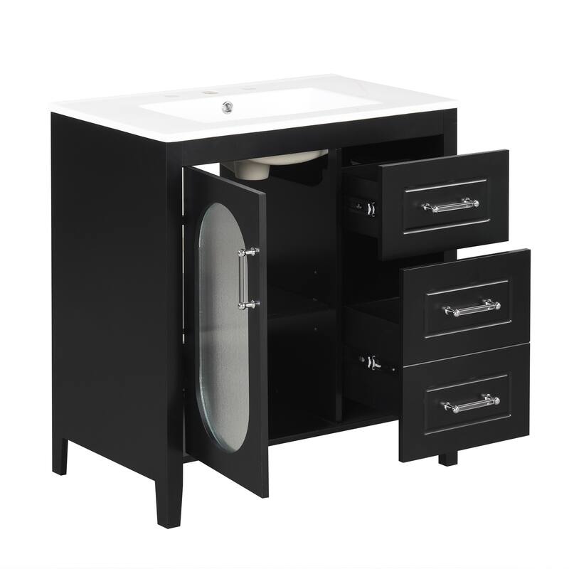 Bathroom Vanity Cabinet 30" Bathroom Vanity with Sink and Two Drawers