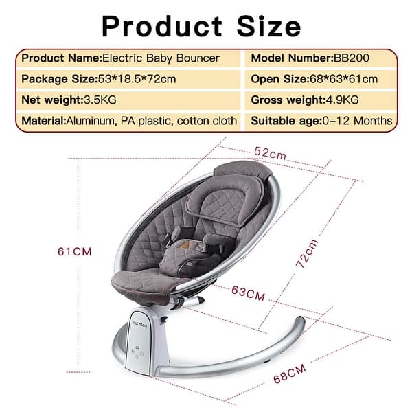 dimension image slide 1 of 2, Hot Mom Electric Cotton Baby Bouncer for Newborns and Infants