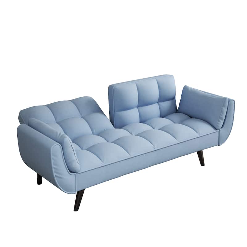 57" Velvet 2 Seater Convertible Sofa with Adjustable Backrest and Armrests for Compact Living Spaces