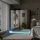 preview thumbnail 2 of 7, 63"W 4-Door Mirror Wardrobe with LED Lighting Modern Stylish Armoires