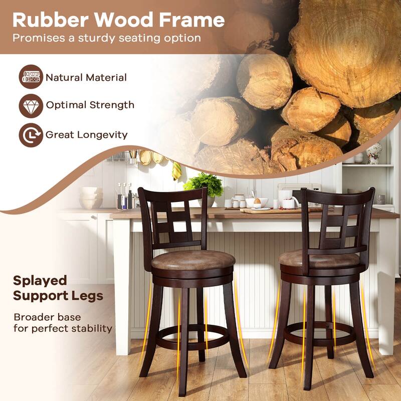 Costway Set of 2/4 Bar Stools 26" Swivel Bar Chairs with Footrest, - See Details