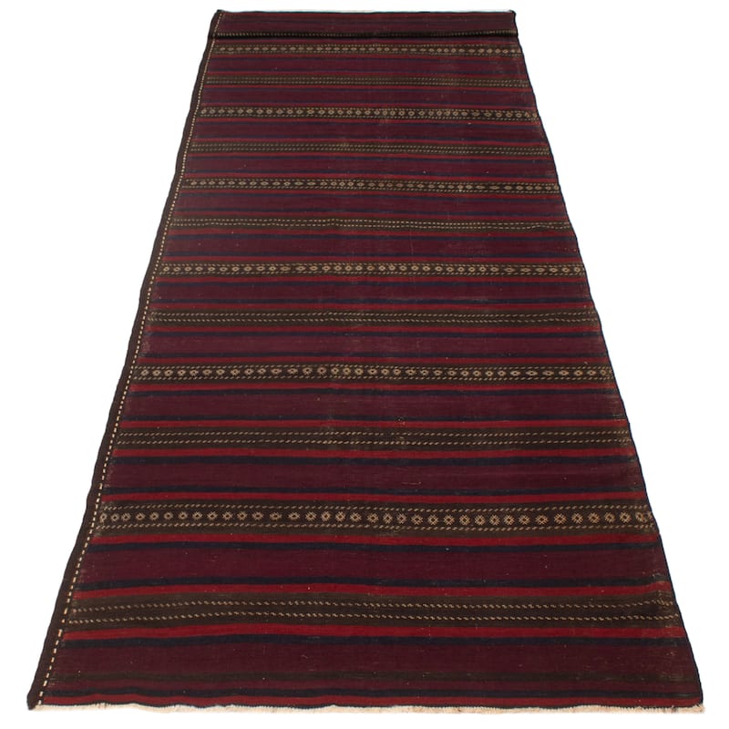 ECARPETGALLERY Flat-Weave Shirvan Red Wool Kilim - 4'8 x 14'5