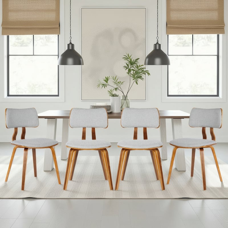 Carson Carrington Ladeplads Mid-century Modern Wood & Upholstered Dining Chair - Gray & Walnut - Set of 4