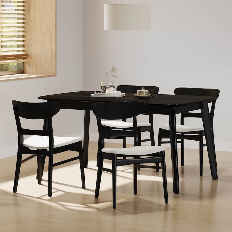 Bryner Upholstered 5 Piece Dining Set by Christopher Knight Home - Black + Light Beige
