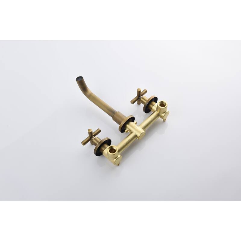 Modern Wall Mounted Bathroom Sink Faucet with Cross Design Handle, Rust and Corrosion Resistant, Anti Fingerprint