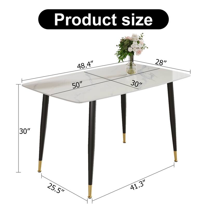 Modern Living Room Exquisite Simple Dining Table Imitation Marble Sintered Stone Countertop Kitchen Dining Table