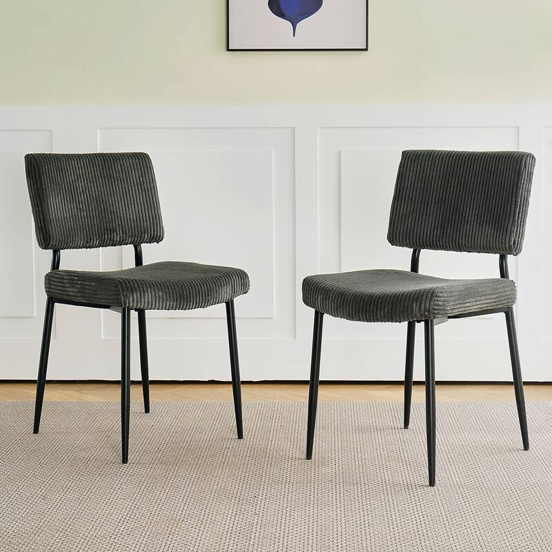Set of 2 Fabric Dining Chair Grey Side Chair Accent Chairs with Back