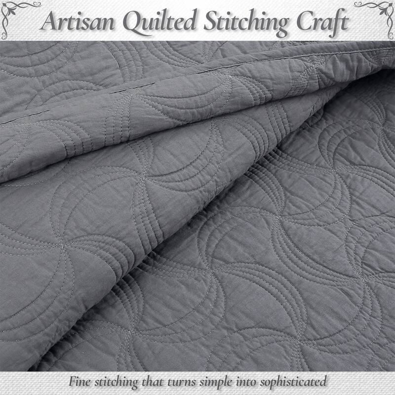 Cozy Line Solid Gray Spiral Swirl Pinwheel 3 Piece Cotton Quilt Bedding Set