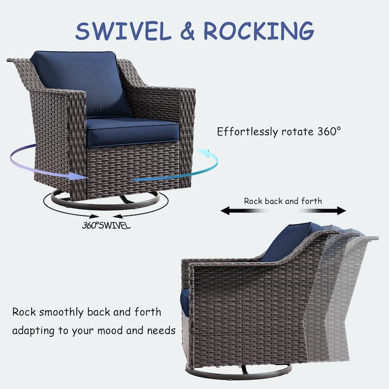 Cozywor Outdoor Patio Swivel Rattan Rocking Wicker Chair - N/A