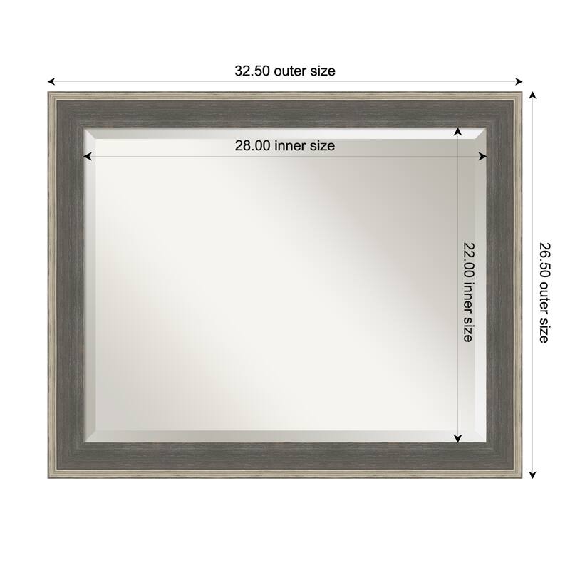 Cottage Beveled Wood Framed Bathroom Vanity Wall Mirror - Cottage Grey Silver - 33 x 27 in