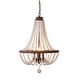 preview thumbnail 7 of 23, Oaks Aura Farmhouse Candle Style 4-Light Wood Ceiling Light Bohemia Beaded Wood Chandelier