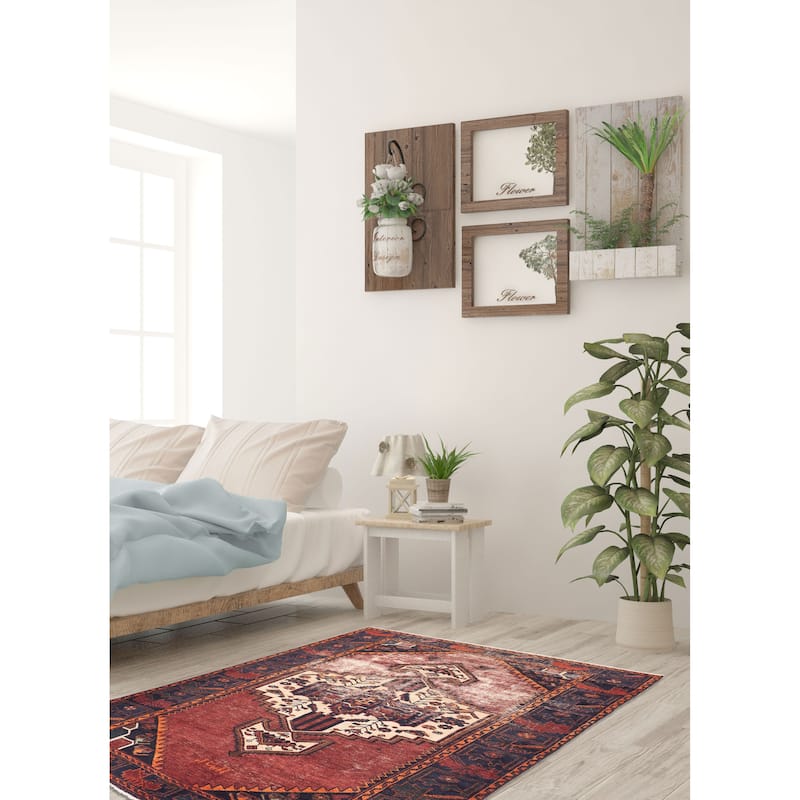 ECARPETGALLERY Hand-knotted Antalya Vintage Dark Red Wool Rug - 4'11 x 7'5