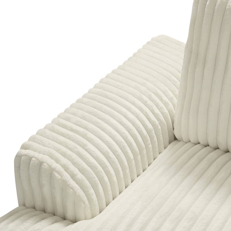 U-Shaped Sectional Sofa with Chaise Lounge, Oversized Corduroy Upholstered Sofa, 5 Seater Sofa with Removable Throw Pillows