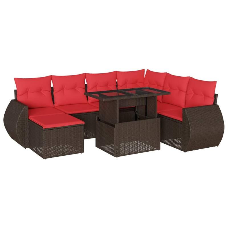vidaXL Patio Sofa Set with Cushions and Table Outdoor 8 Piece Poly Rattan - 24.4 x 24.4 x 27.2