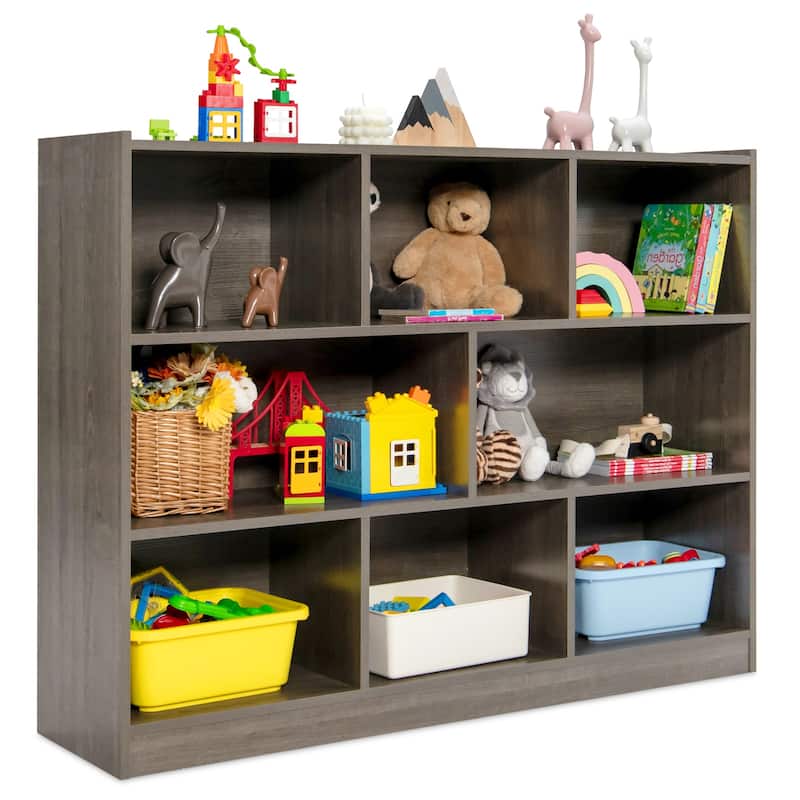 Costway 3-tier Open Bookcase 8-Cube Bookshelf Storage Display Cabinet - 48'' x 12.5'' x 36.5''