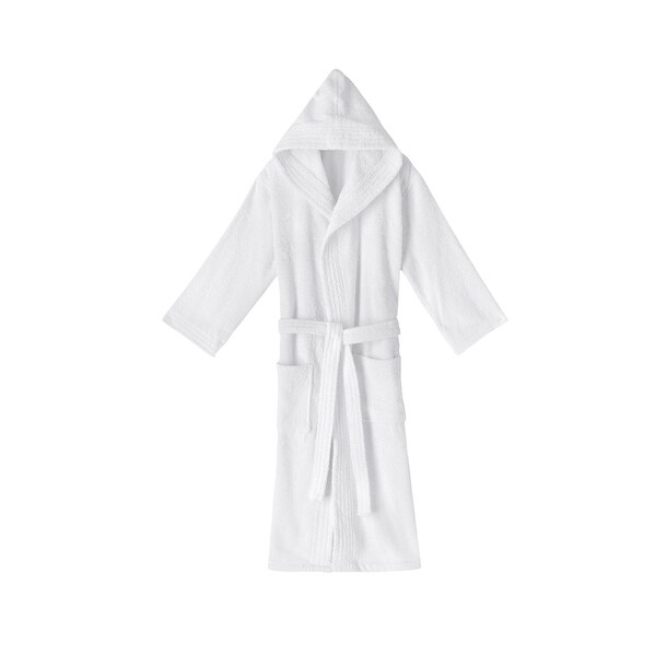 hooded terry cloth bathrobe