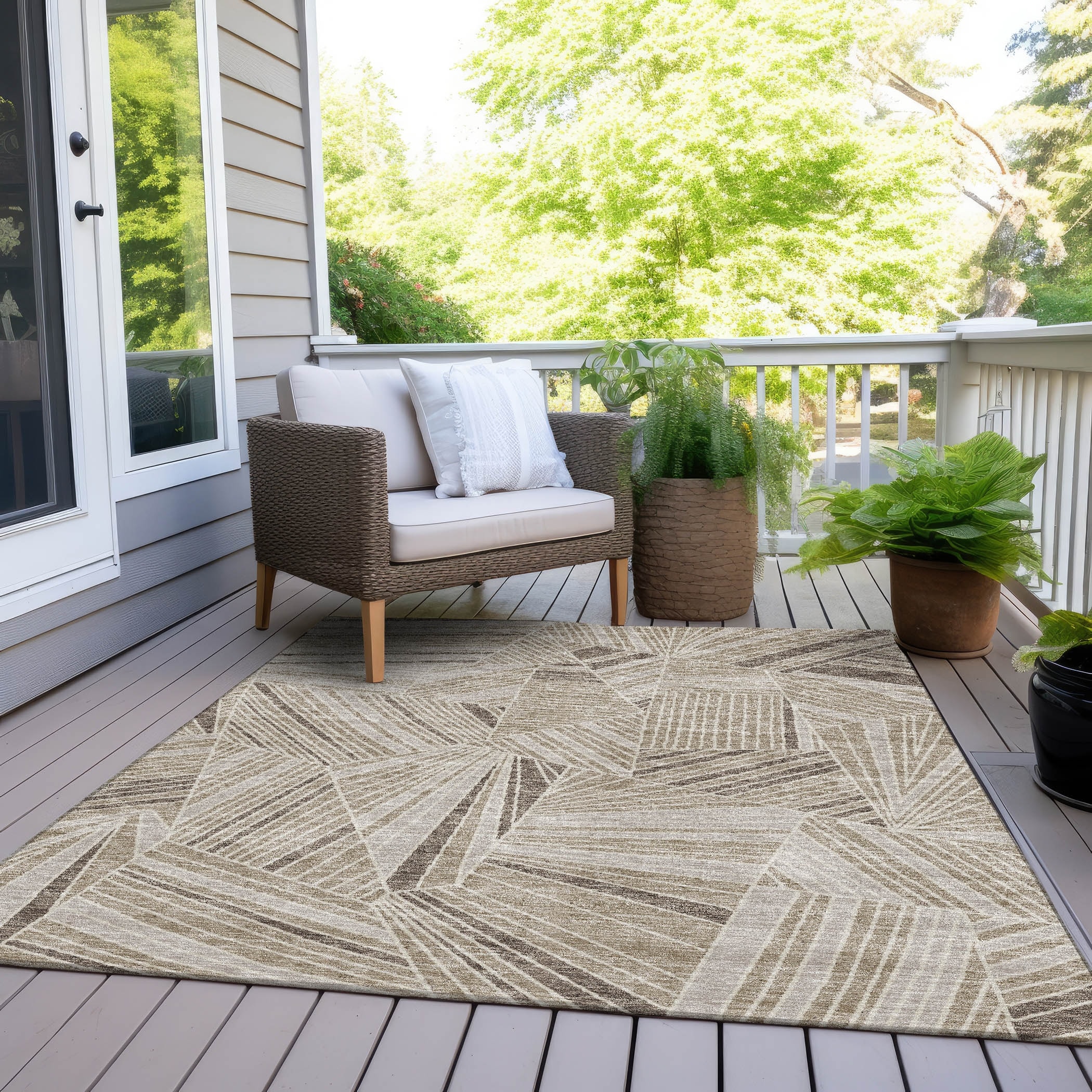 Machine Washable Indoor/ Outdoor Chantille Modern Mosaic Rug