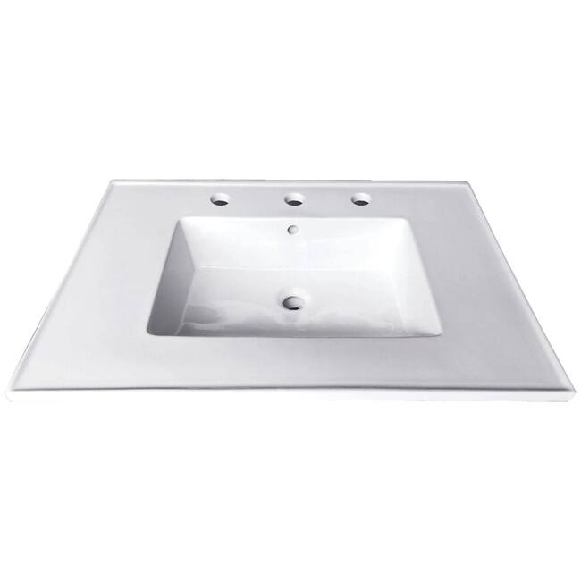 Kingston Brass Continental 25" X 22" Ceramic Vanity Top with - White