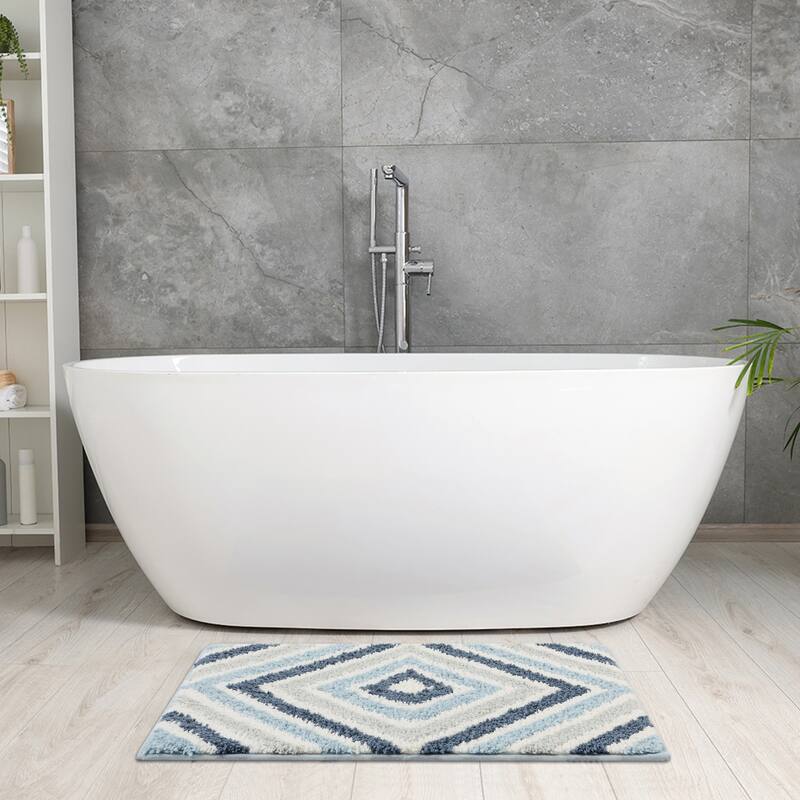 Geometric Pattern Bathroom Rugs Bath Mats, Quick Dry and Non Slip Bath Mat for Shower Bathroom