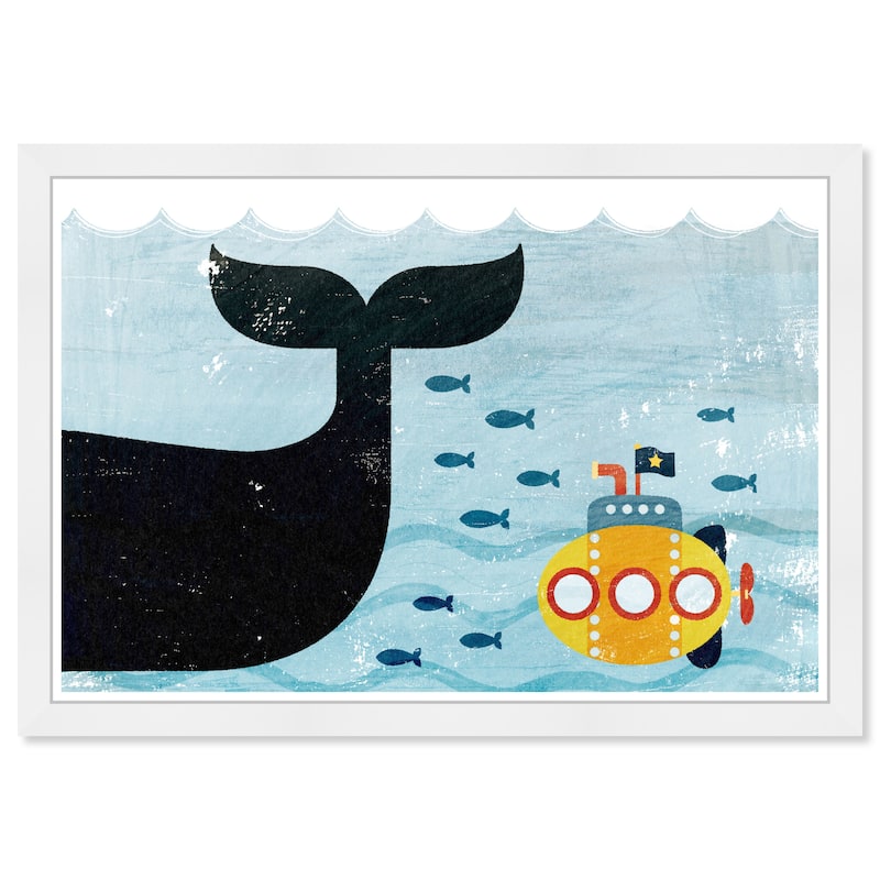 Wynwood Studio Prints Animals Full Speed Ahead Blue and Light Blue Modern & Contemporary Wall Art Canvas Print