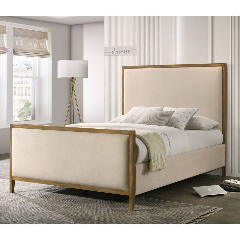 Furniture of America Jennie Modern Natural Oak Wood Platform Bed - Queen