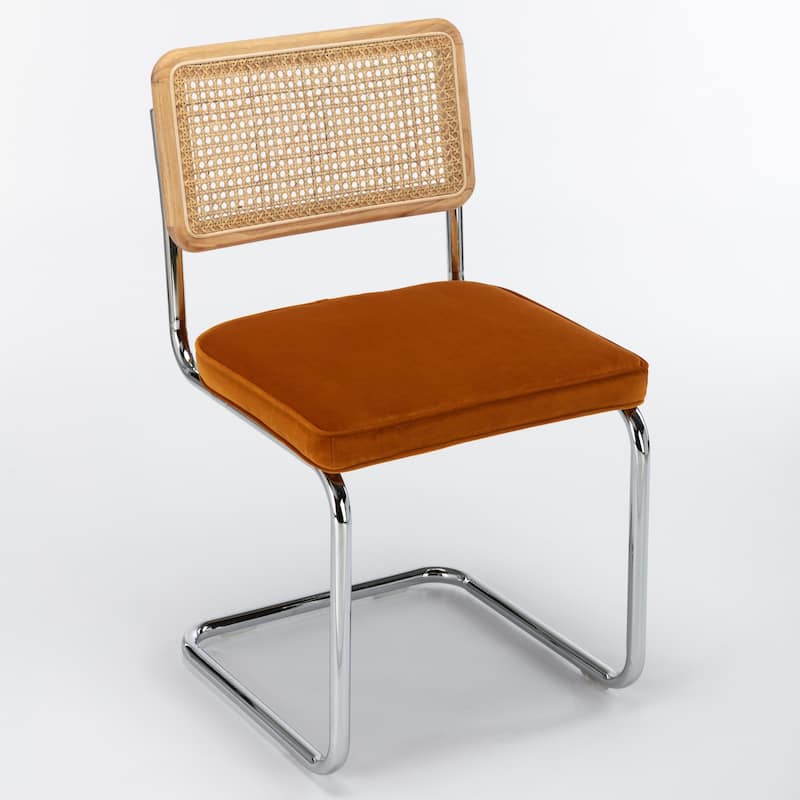 Latham Cane Back Velvet Side Chair (Set of 2) - Cognac