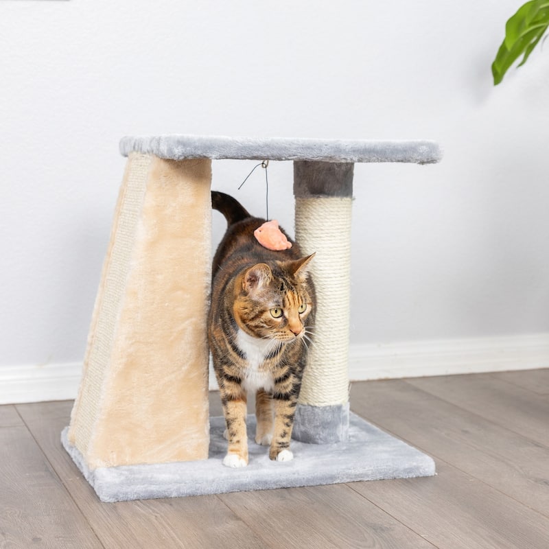 Two-Level Platform Real Wood Scratcher W Sisal Carpet Board - 20"(L)X14"(W)X20"(H)