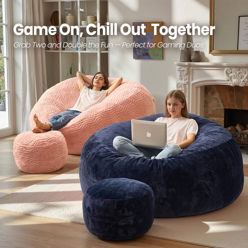 OVIOS Plush Wrapped Lounger Sofa With Ottoman