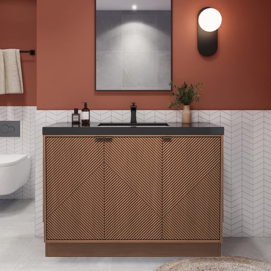 Milano 48" Freestanding Bathroom Vanity with Black Acrylic Sink